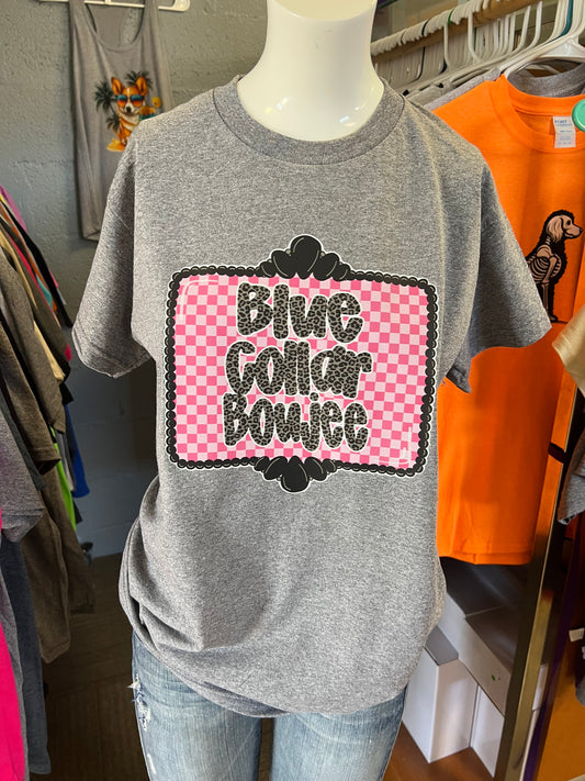 New  unisex T-shirt blue collar bougie