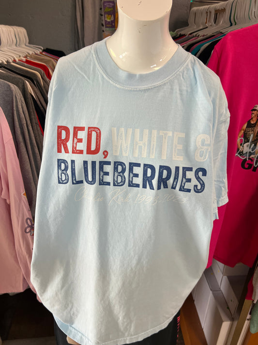 New  unisex T-shirt comfort color Brand freedom, red white, blueberries 