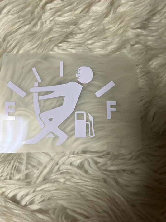 Man  Empty gas light car decal