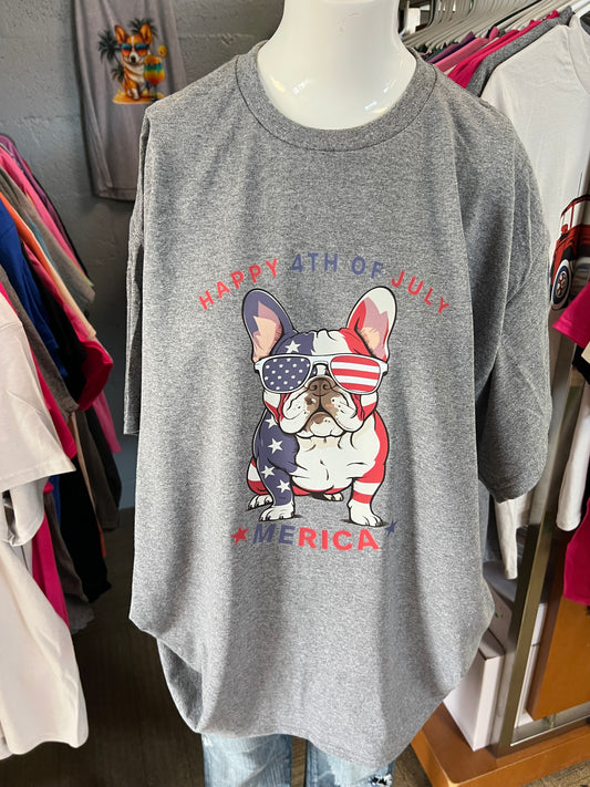 Brand new unisex T-shirt patriotic Frenchie