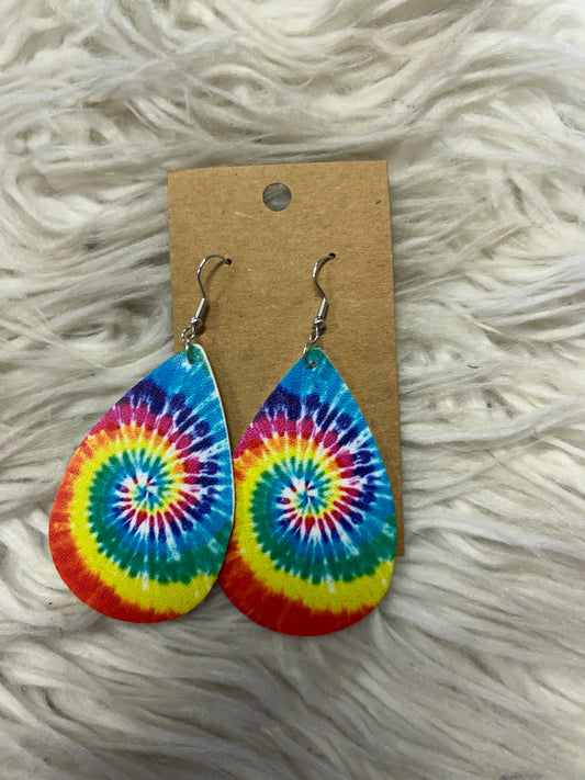 New faux, leather  tie-dye earrings