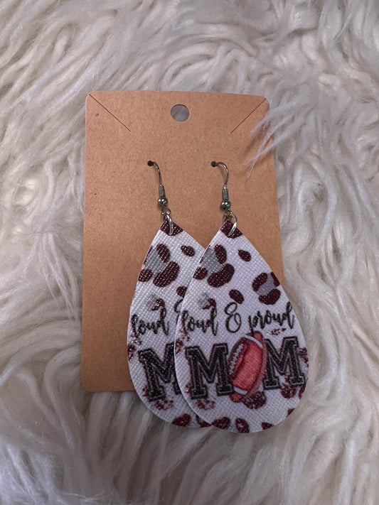 New , faux, leather earrings football Mom
