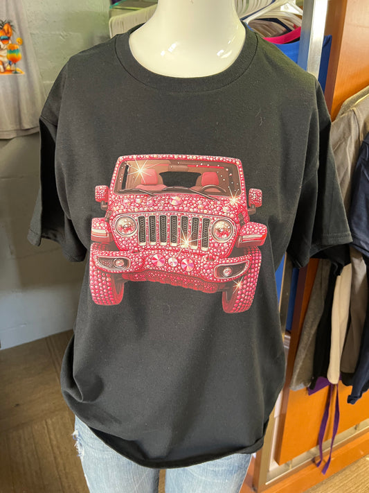 New Gilden unisex shirt pink glitter, rhinestones 4 x 4