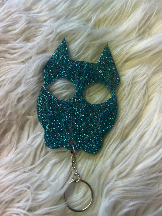 New self-defense resin keychain dog turquoise