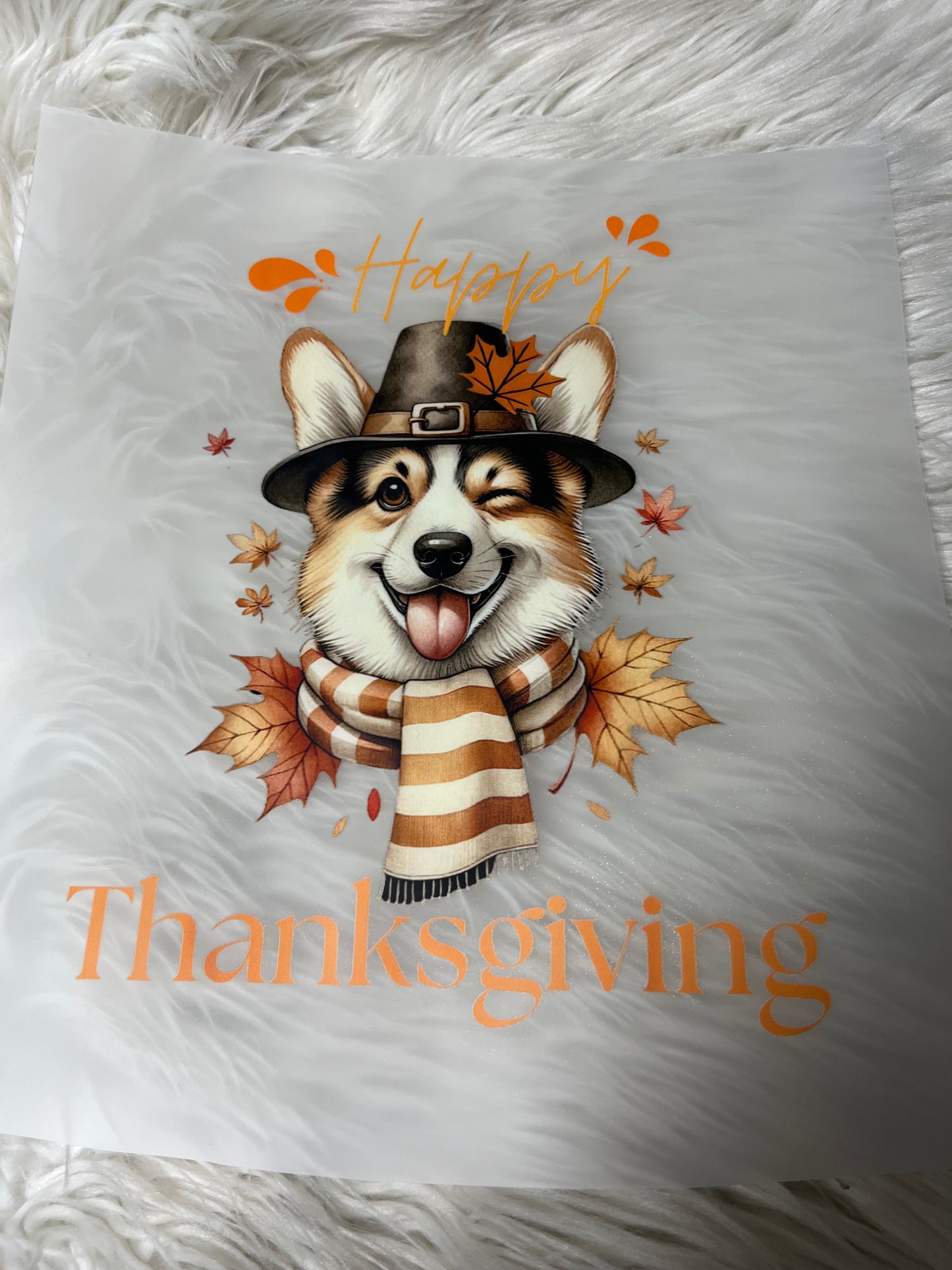 New DTF corgi happy Thanksgiving