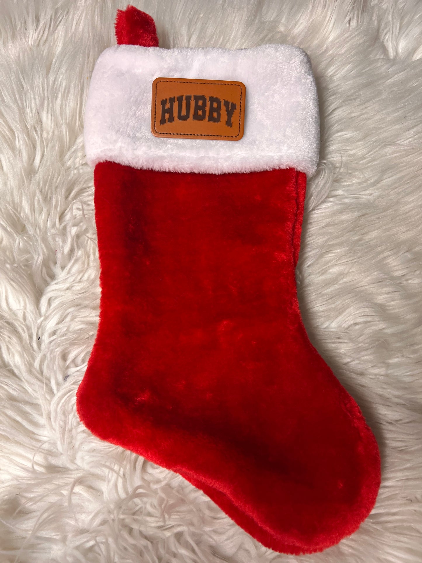 New Christmas stocking laser engraved patch hubby 