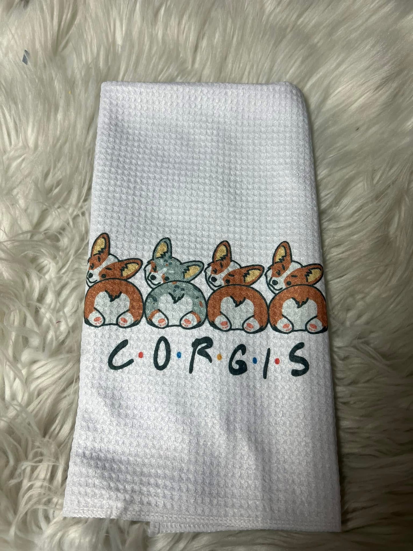Decorative hand towel corgi