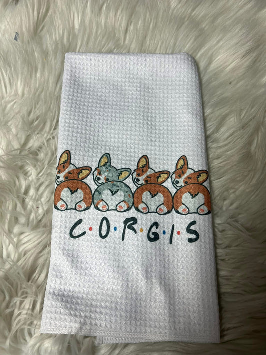 Decorative hand towel corgi