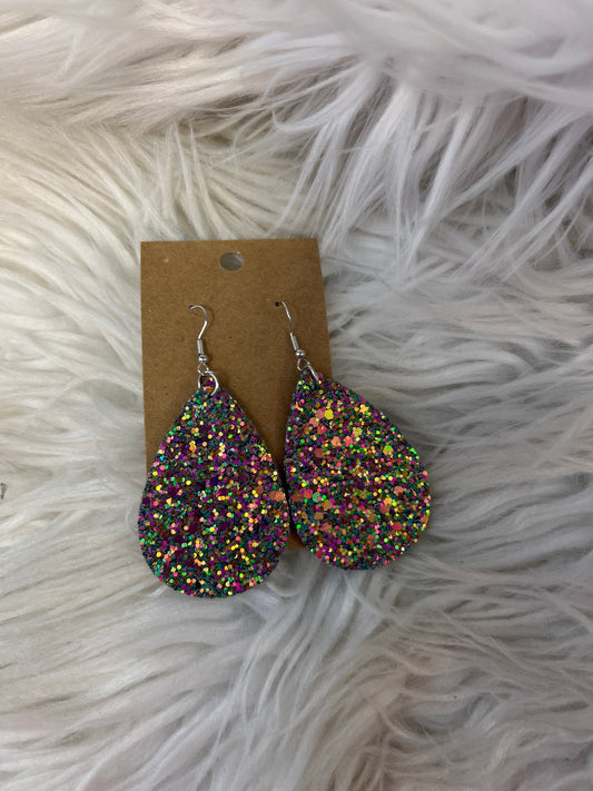 New faux leather  glitter earring