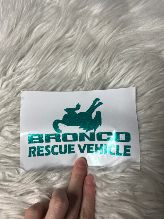 Rescue vehicle decal teal  glitter