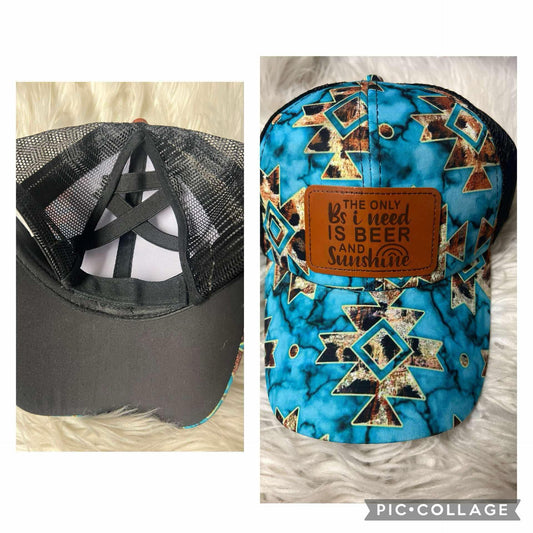 Brand new laser engrave patch hat leopard turquoise. The only b I need is sunshine and beer.