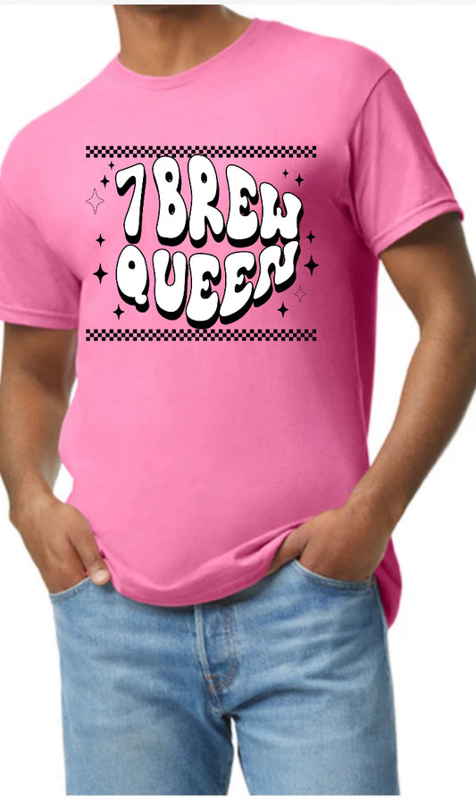 New  unisex T-shirt seven brew coffee queen safety pink