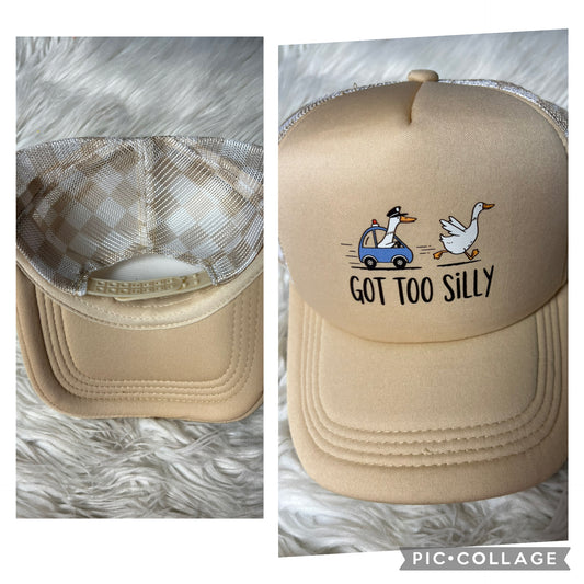 New checkered hat got too silly goose