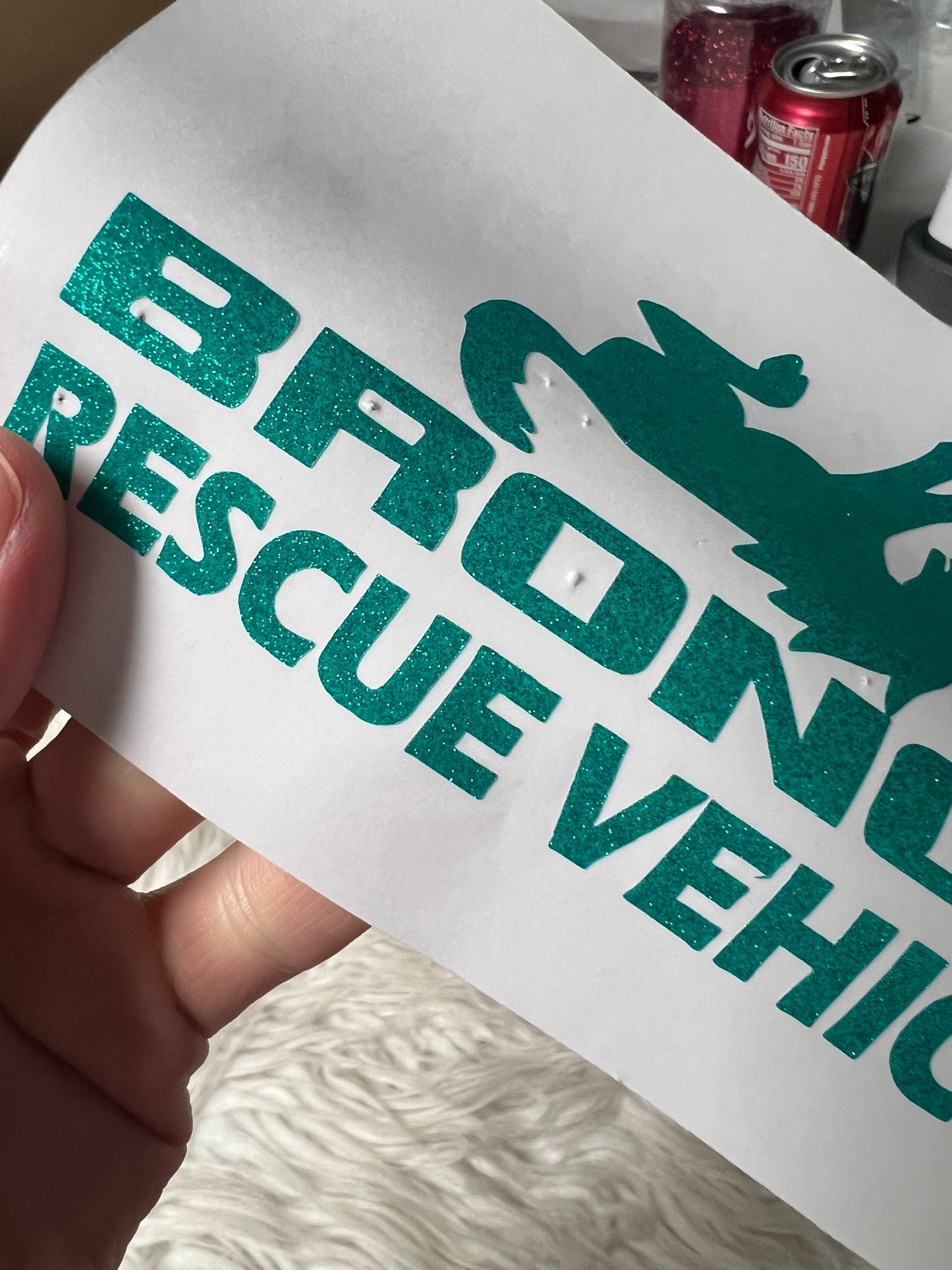 Rescue vehicle decal teal  glitter