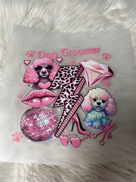 New dtf poodle pink dog groomer