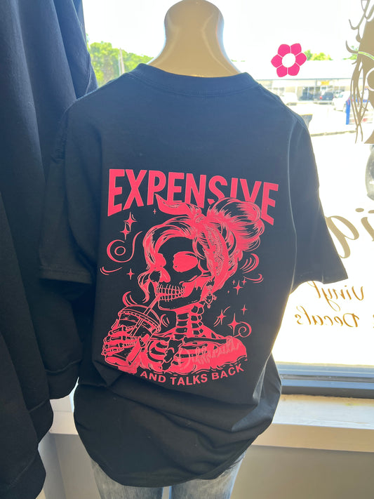 New  unisex T-shirt black with hot pink