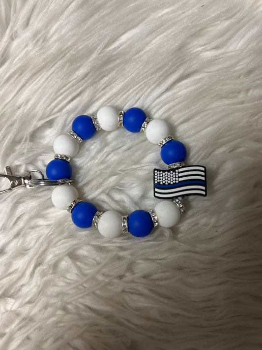 New keychain bracelet USA police back the blue flag