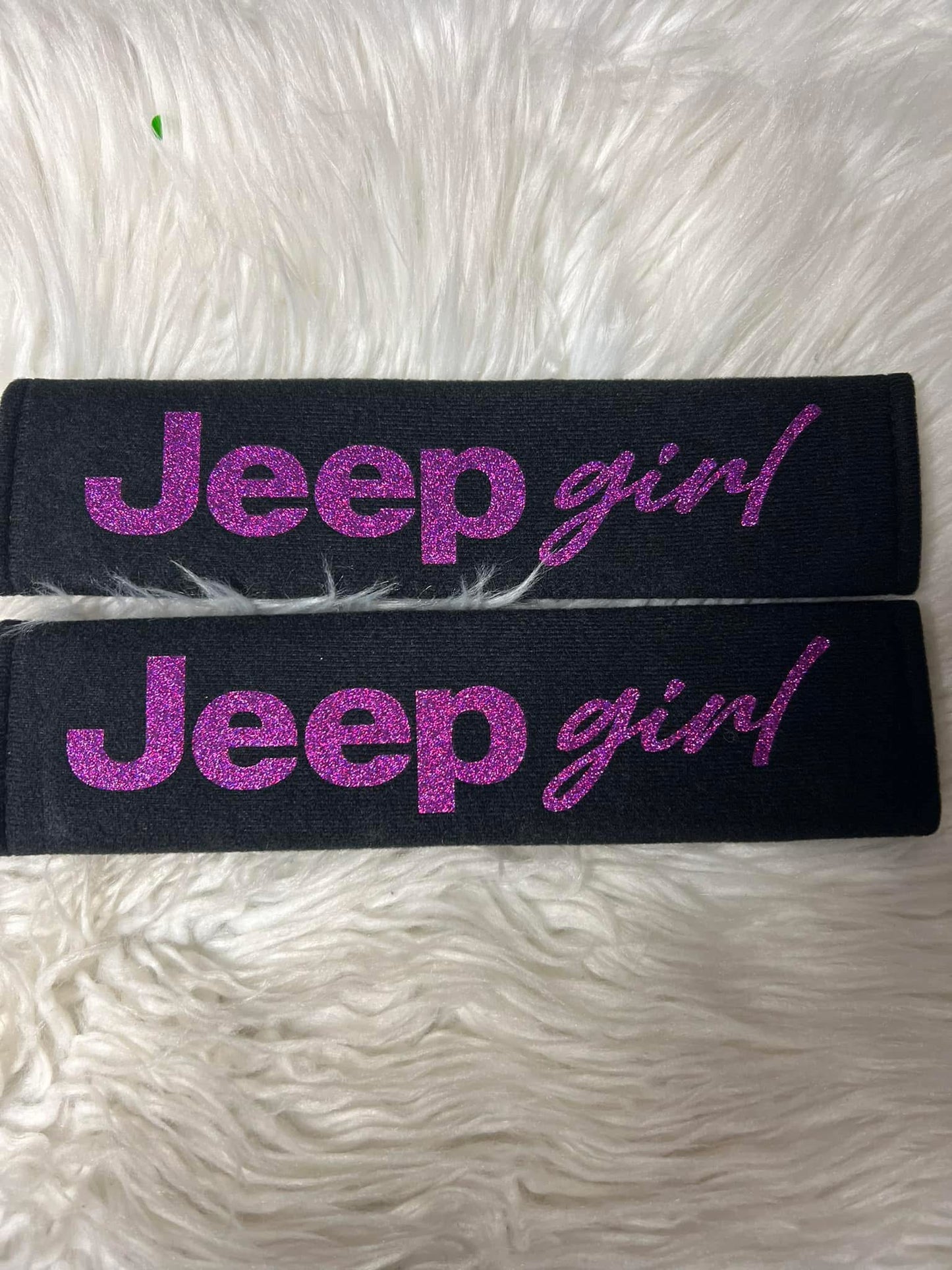 New seatbelt covers purple glitter