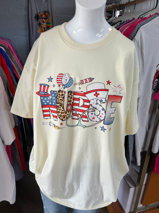 Brand new unisex, Gilden nurse for the July themed T-shirt