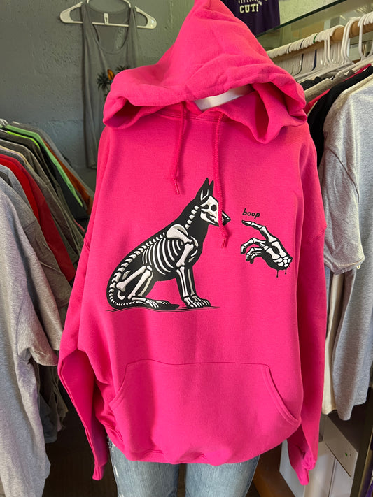 unisex hoodie hot Pink Skeleton Loop, Halloween German Shepherd