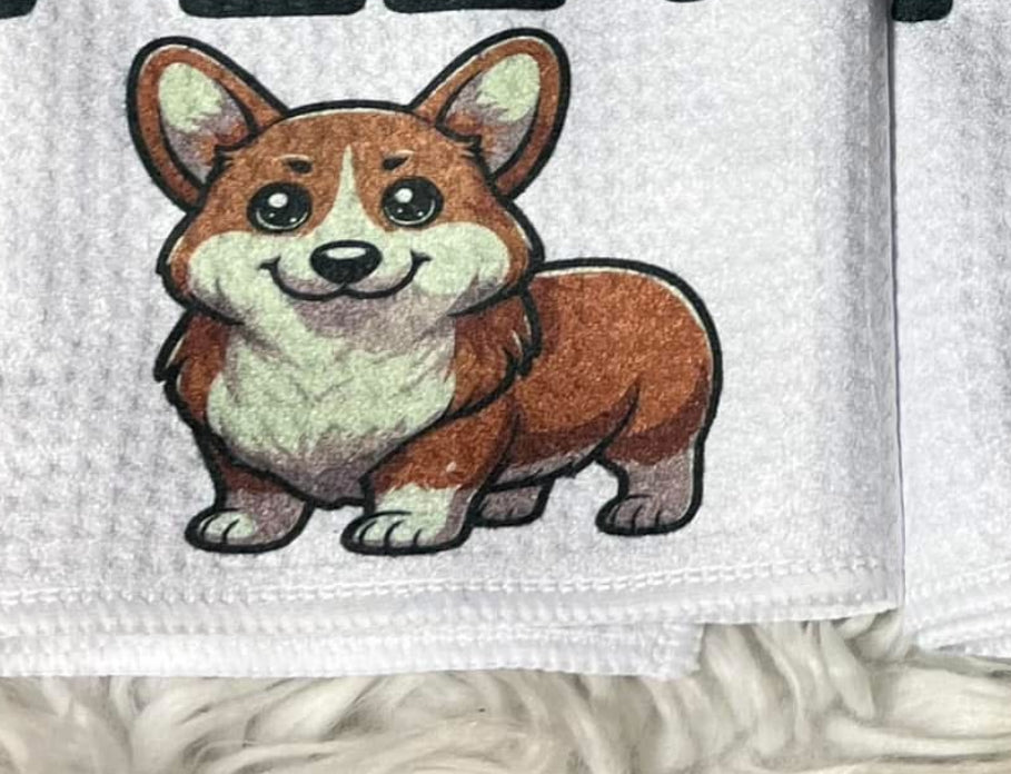 Decorative hand towel corgi