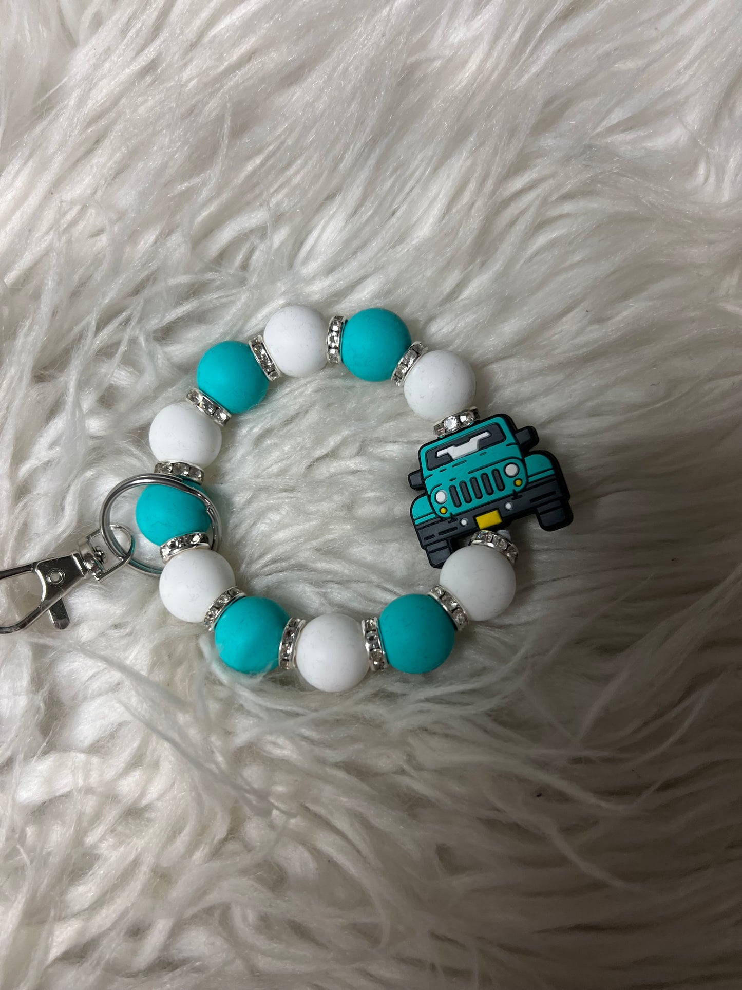 New keychain bracelet teal road vehicle