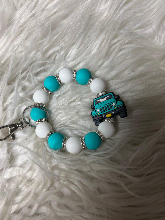 New keychain bracelet teal road vehicle