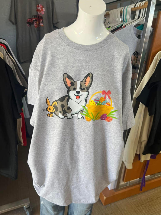 New unisex Gilden short sleeve T-shirt easter corgi