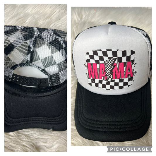 New hat checkered, hot pink mama