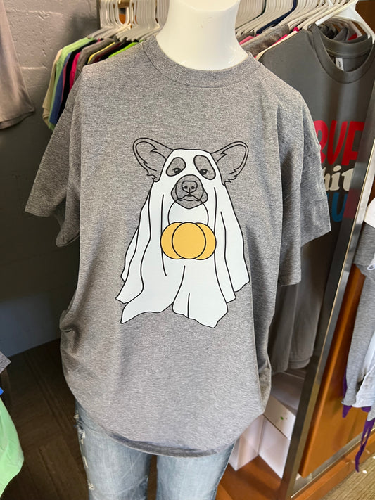 New  unisex T-shirt Halloween corgi ghost