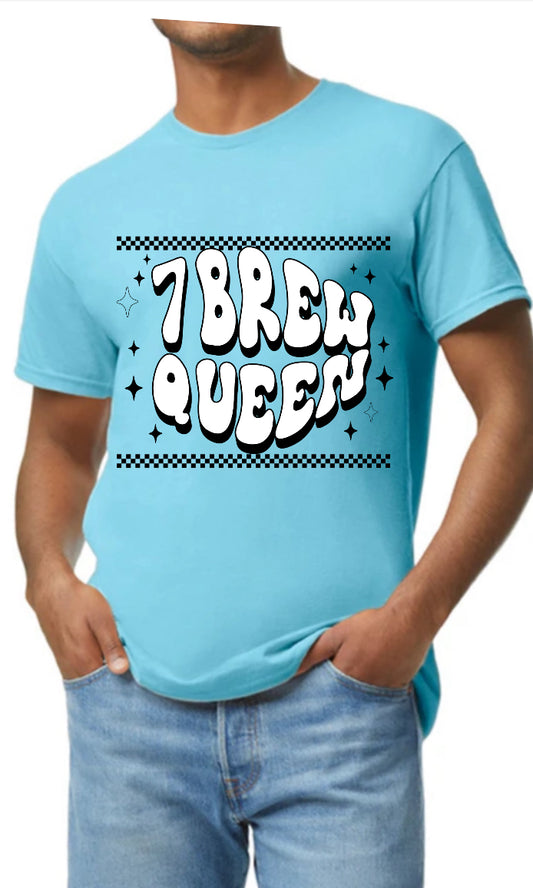 New  unisex T-shirt seven brew coffee queen safety pink