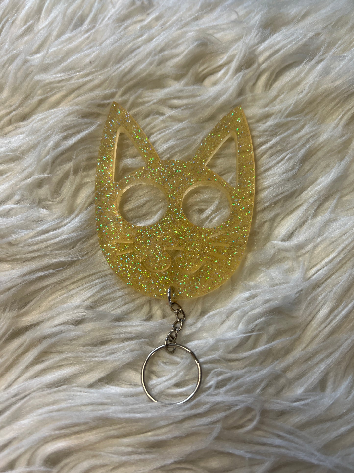 New self-defense resin keychain cat yellow