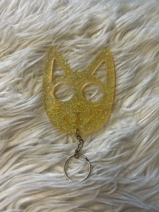 New self-defense resin keychain cat yellow