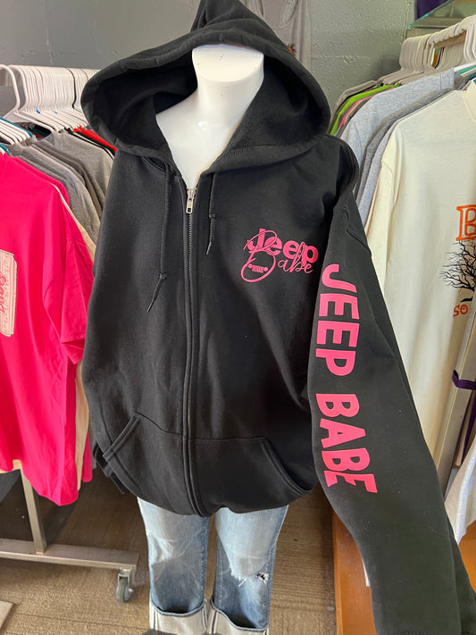 unisex  4 x 4 hot pink zip up hoodie black