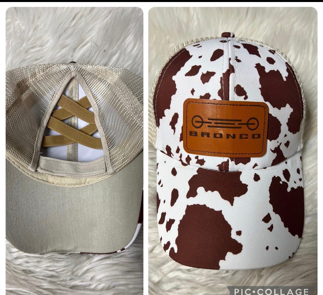 Brand new laser engrave patch hat cow print