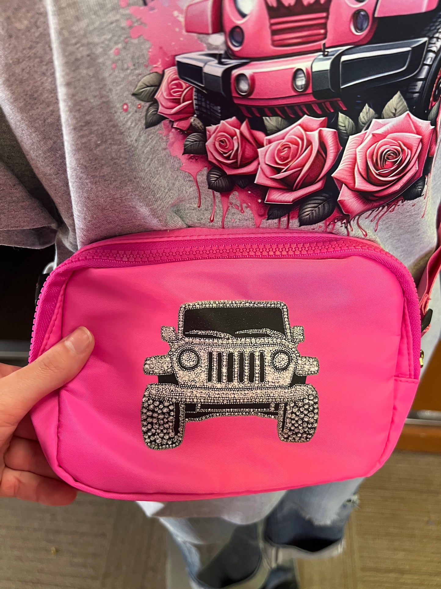 New pink zipper wasted bags adjustable