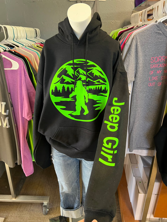 unisex  4 x 4 hoodie Sasquatch neon green