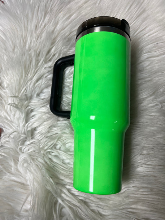 Brand new 40 ounce Tumblr with handle neon green