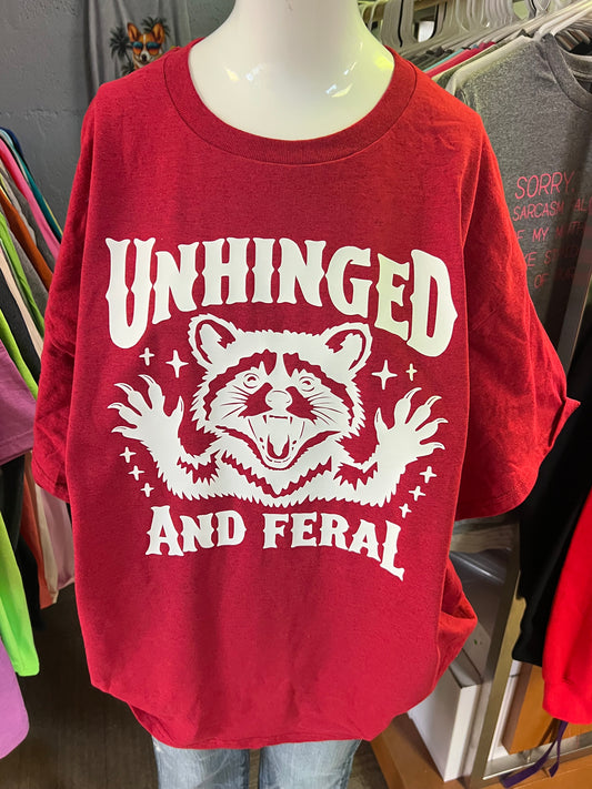 New unisex size, extra large T-shirt, unhinged and feral