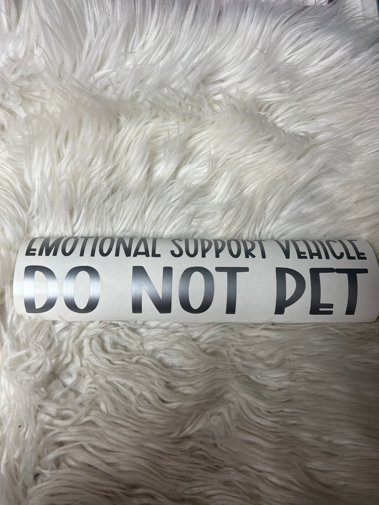 Emotional support vehicle do not pet decal silver