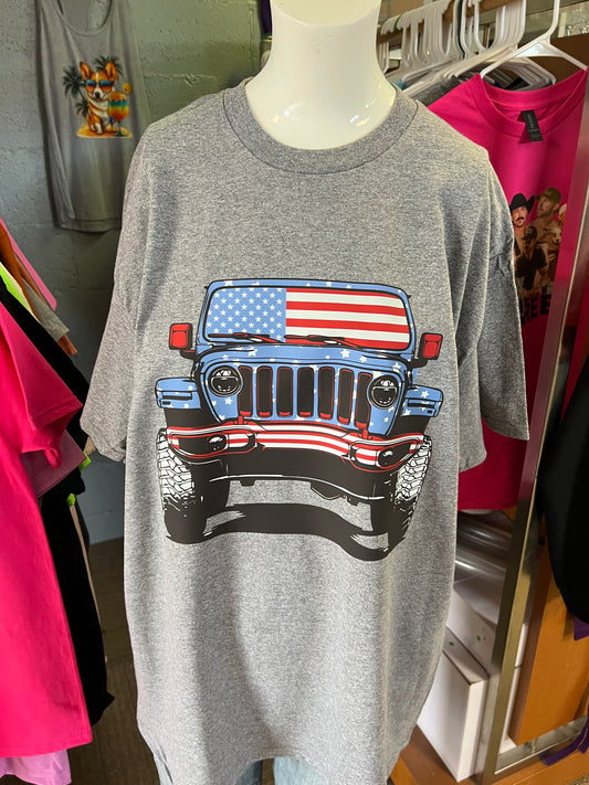 New Gilden unisex T-shirt 4 x 4 Fourth of July patriotic flag
