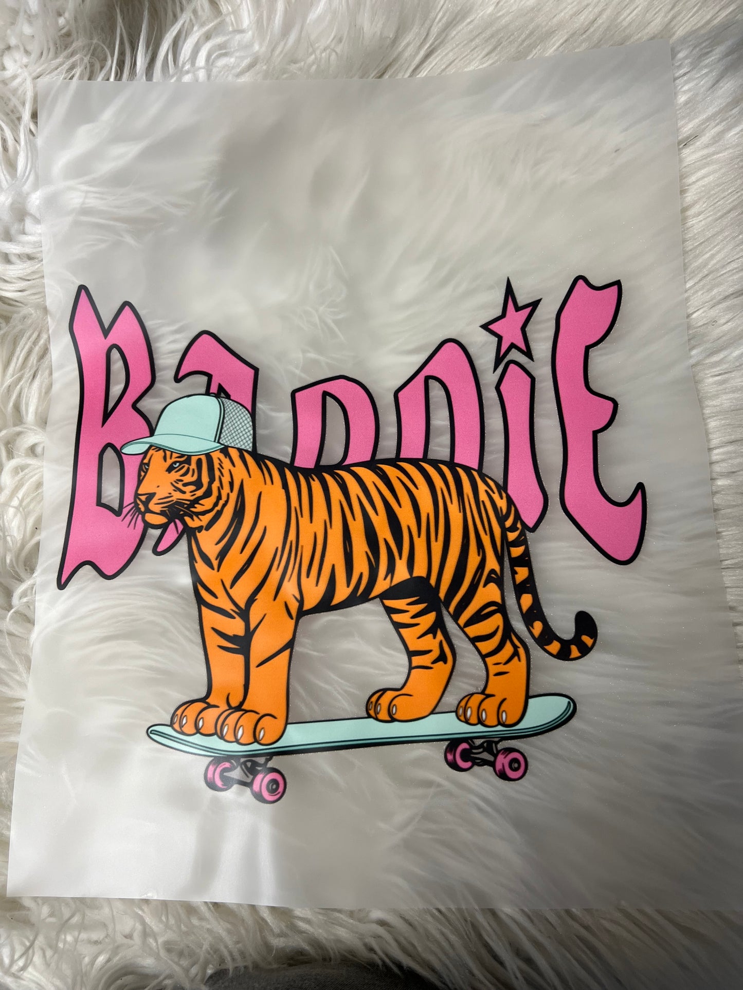New DTF skateboard baddie tiger 