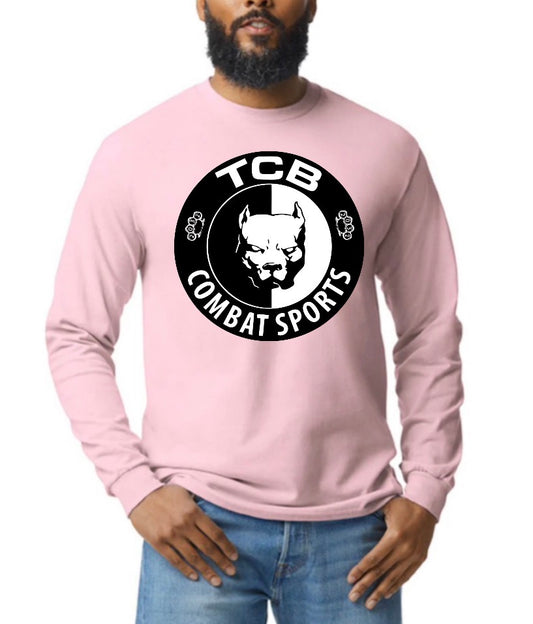 Light pink TCB unisex Gilden adult long sleeve T-shirts