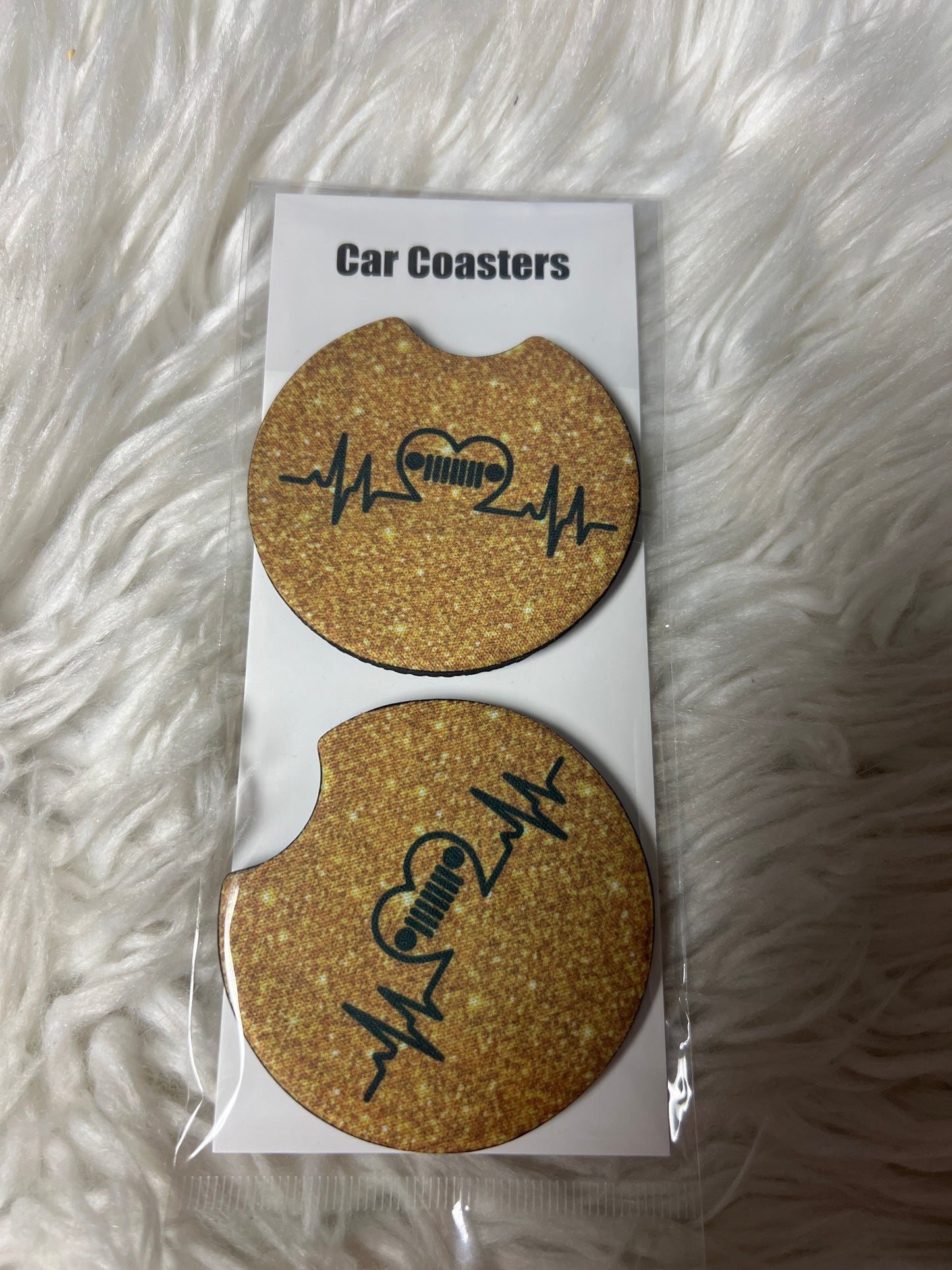 Car coasters gold glitter