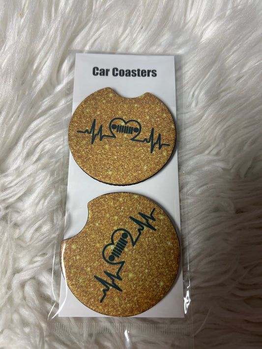 Car coasters gold glitter