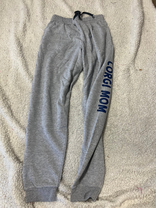 New  unisex jerzees bottoms corgi mom gray with blue on top