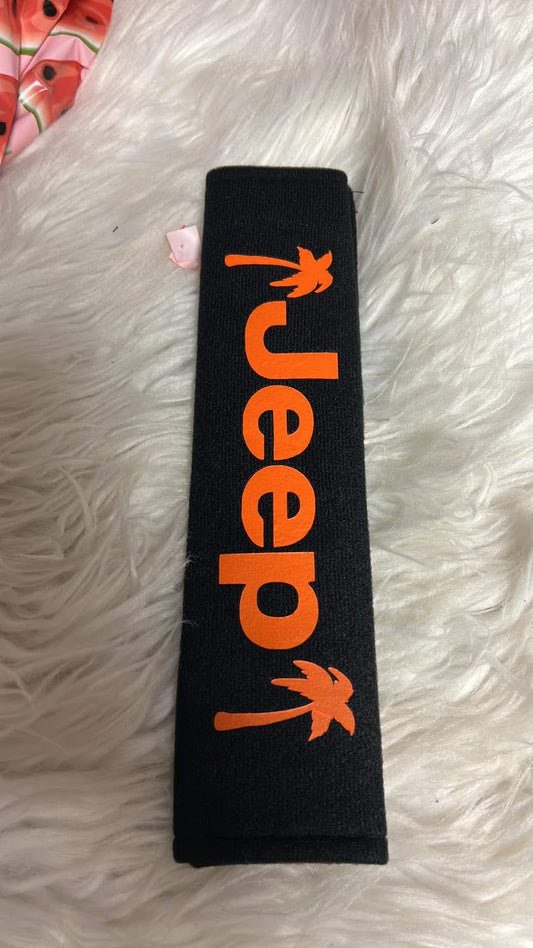 New seatbelt covers orange palm trees