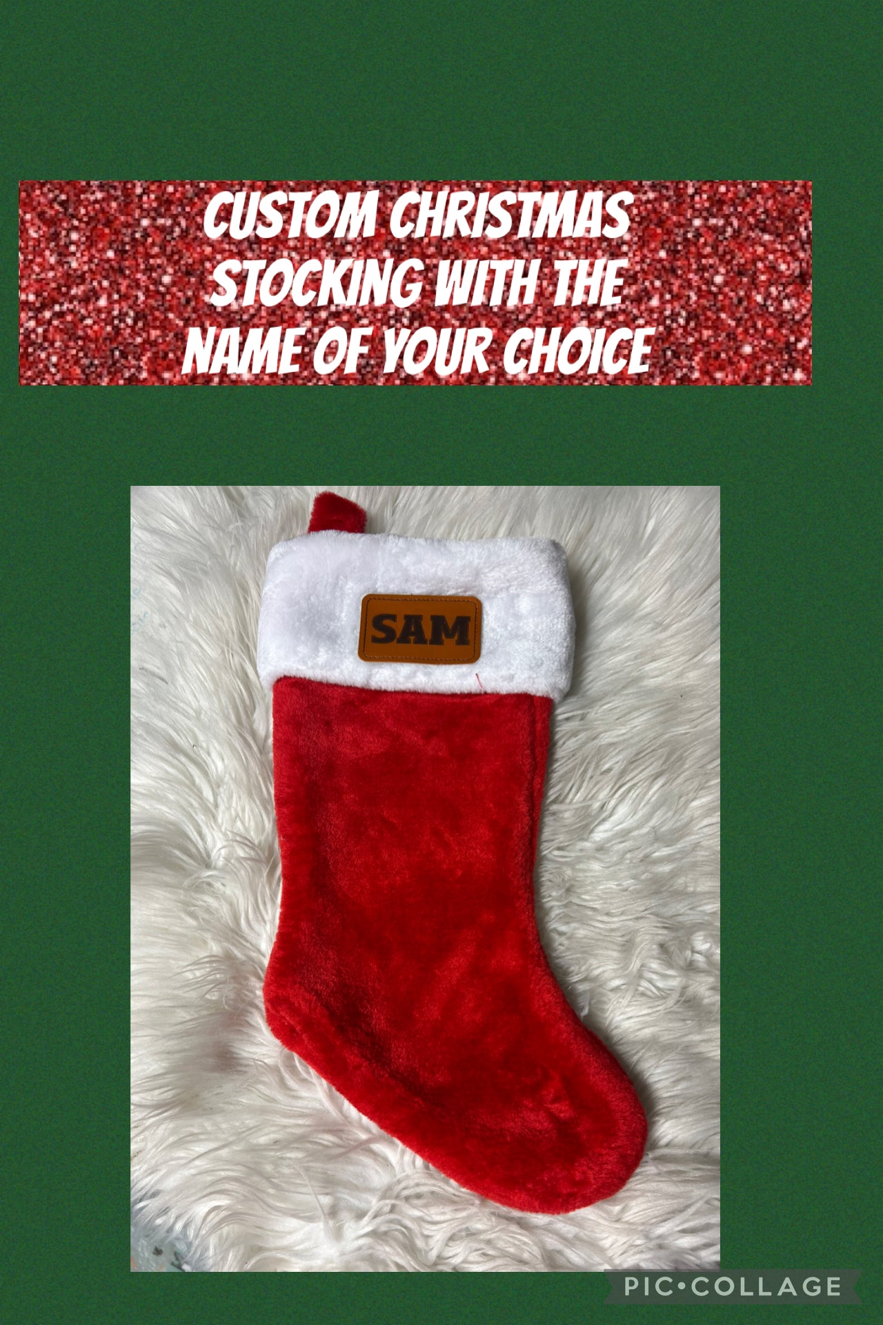 Custom name New Christmas stocking laser engraved patch