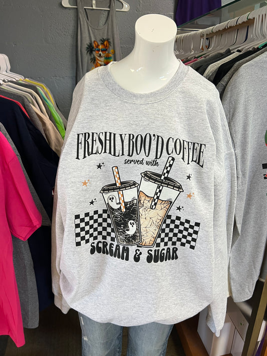 New unisex crewneck sweatshirt spooky sugar, coffee