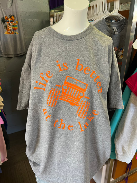 unisex Gilden adult T-shirts lake neon orange